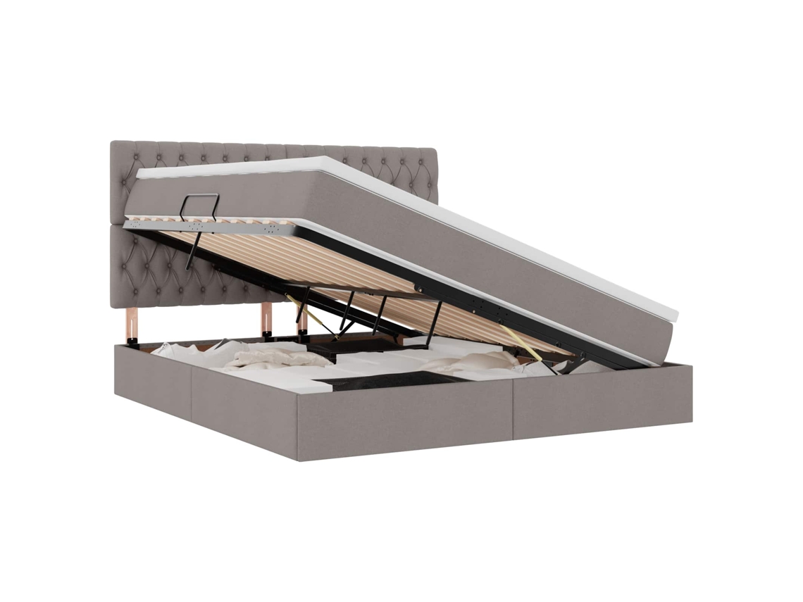 Maison Exclusive - Cama Con Almacenamiento Y Colchón Taupé 180 X 200 Cm Poliéster
