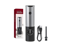 Set De Molinillos Eléctricos Recargables De Sal Y Pimienta Usb Acero Inoxidable Automáticos Blacksilver