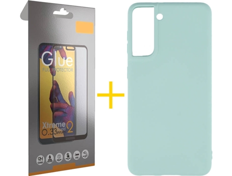 Kit Funda + Protector de Pantalla Samsung Galaxy S21 + Plus SKYHE Full (Verde Agua)