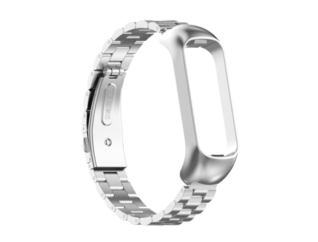 Correa Smartwatch para Samsung Galaxy Fit2 SM-R220 Acero con Tres Cuentas (Plata)