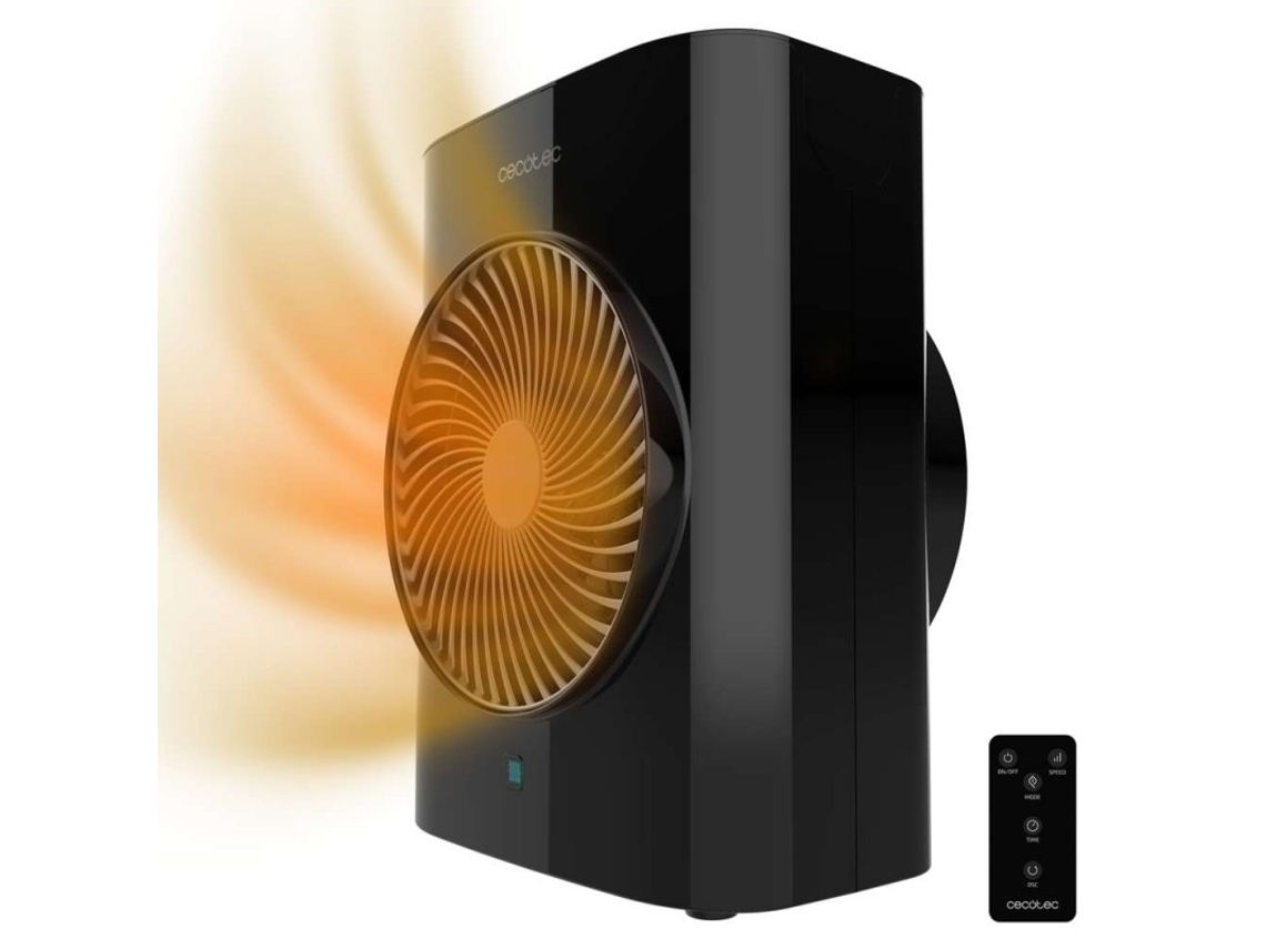 Calefactor Eléctrico ReadyWarm 2070 Max Force Smart Black, Termoventilador 2000 W, 2 niveles de potencia y 3 modos de funcionamiento, con pantalla LED y mando a distancia, 20 m2 CECOTEC
