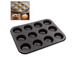 Molde Antiadherente Para Pasteles, De 12 Cavidades, Para Muffins Y Cupcakes, Fabricado En Acero Al Carbono Con Revestimiento De Teflón.