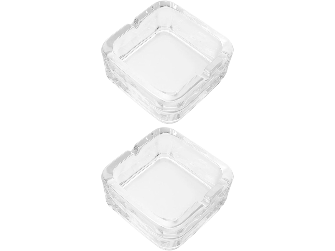 Cenicero Portátil Cuadrado De Vidrio De 2 Piezas, Elegante Diseño Retro Escandinavo