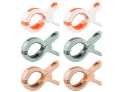 2026-6 Pinzas Grandes Para Toallas De Playa, Pinzas De Plástico (blanco, Verde, Naranja)