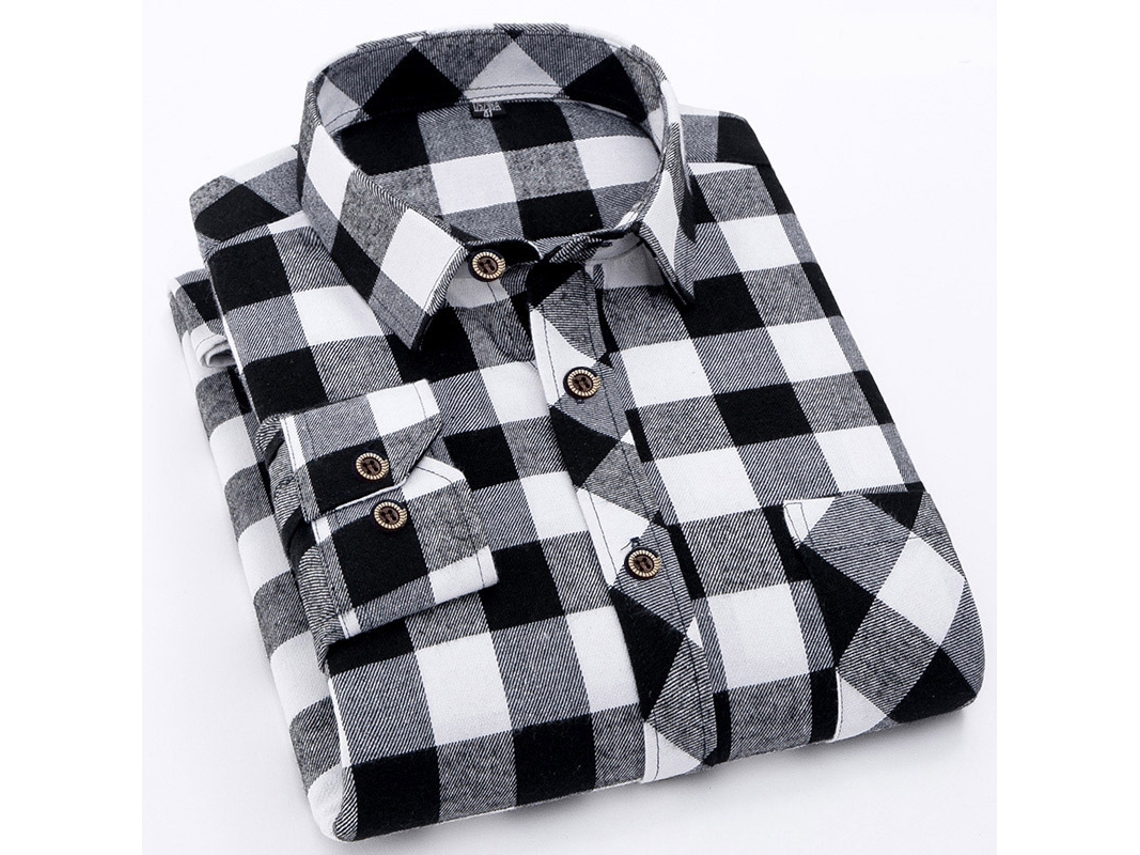 Abrigo De Invierno Para Hombre, Estampado A Cuadros, Mangas Largas, Cuello Con Solapa, Cálido.