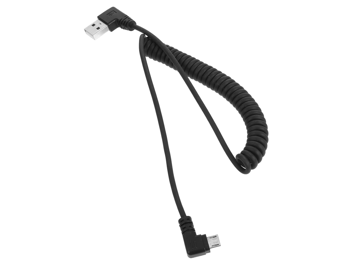 Cable micro USB con bobina en ángulo recto, cable extensible para carga rápida, compatible con USB Gokoco y cable de datos.
