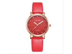 Reloj De Pulsera De Cuarzo De Aleación Con Diamantes De Imitación Para Mujer Yolako Con Correa De Pu Roja