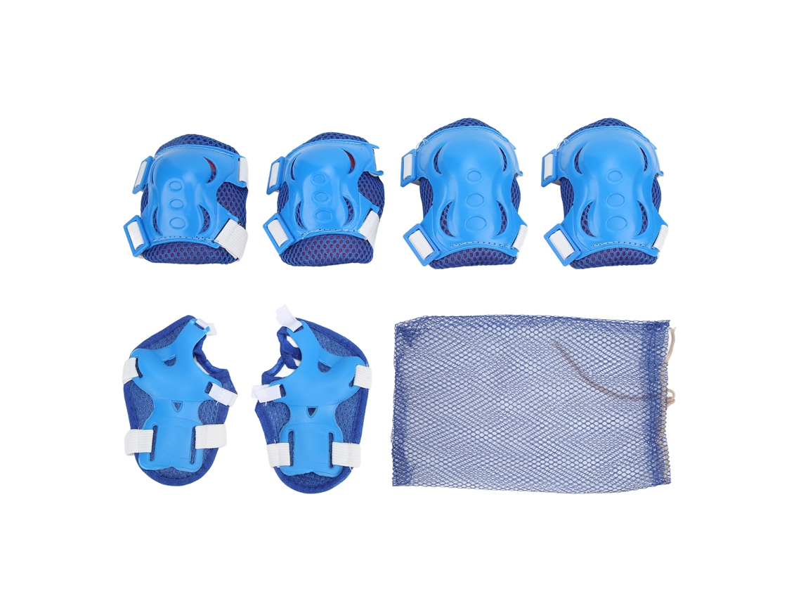 2026-6 Piezas Equipo Protector Patinaje Ajustable Rodilleras Codos Manos Para Niños 6-18 Años Azul