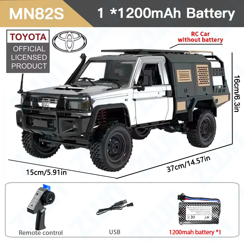 Camioneta Pickup Teledirigida A Escala 1/12 (plateada), 4x4 Todoterreno, Juguete, Regalo Para Niños.