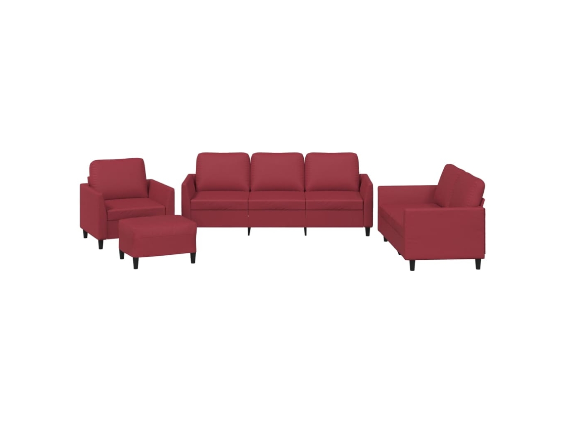 Conjunto de Sofás com Almofadões MAISON EXCLUSIVE Vermelho Tinto 4 peças