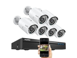 Sistema de cámaras de seguridad NVR Sannce, resolución de video de 8 MP, compatible con 8 canales POE, 6 cámaras de 8 MP, sin OEM
