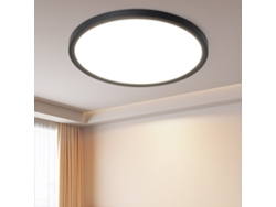 Zmh Plafón Led Redonda Moderna Negra De 30 X 30 Cm Para Interior