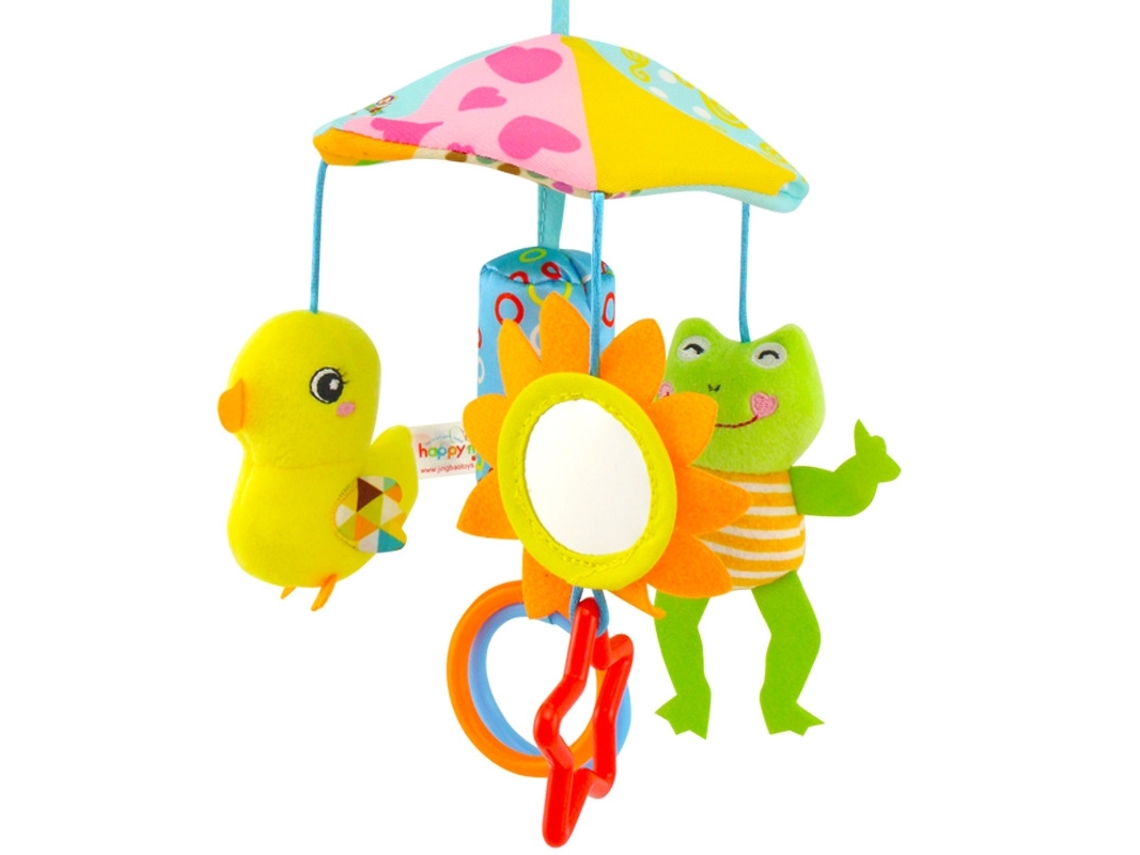 Juguetes para bebés Yuysan, diseño de mono feliz, campana giratoria para cochecito de bebé (flor, pato, rana y flor)
