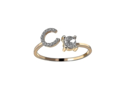 2026-anillo Ajustable De Metal Dorado Con Letras A-z, Iniciales De Nombre Con Cristales Para Mujeres Y Niñas