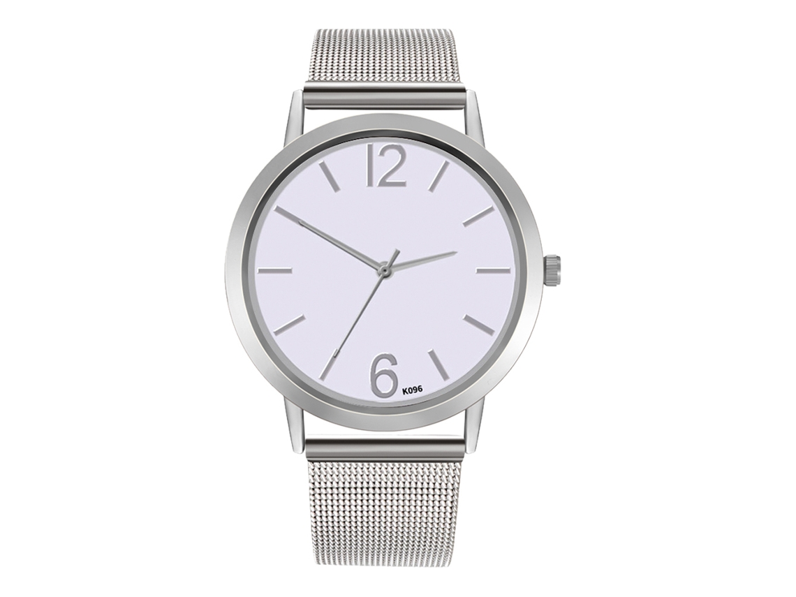 Elegante Y Lujoso Reloj De Pulsera Analógico De Cuarzo Plateado Con Correa De Malla.