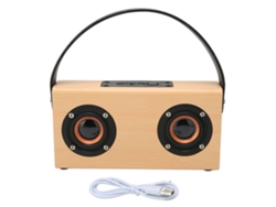 Altavoz Bluetooth (altavoces Duales, Mango Portátil) De Madera Con Batería Integrada, Altavoz Pequeño Para Dance Square Al Aire Libre, Patrón De Bambú