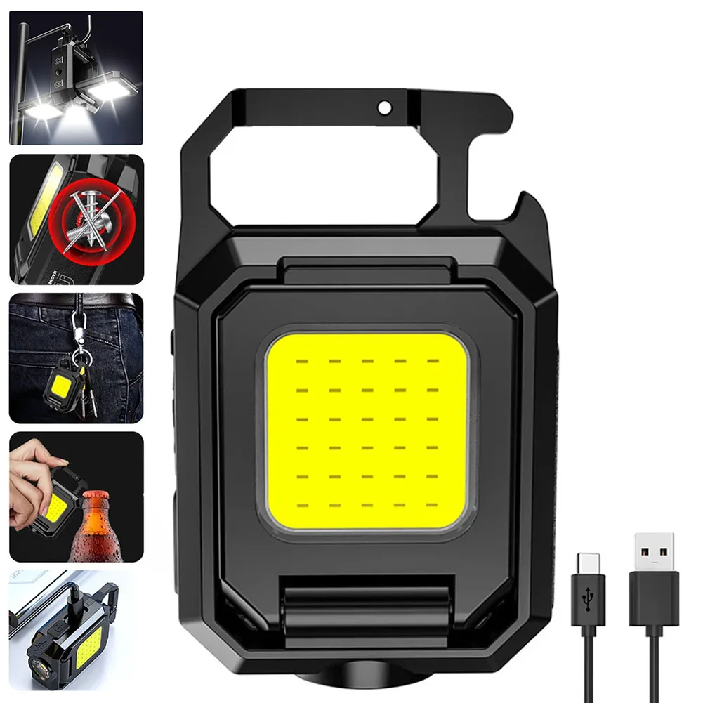 Mini linterna llavero con luz COB dual, recargable por USB, imán integrado, ideal para pesca, trabajo y emergencias. Aeuzwr