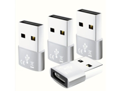 Adaptador de cable de datos tipo C hembra a USB 2.0 para teléfono móvil, adaptador de carga, 4 Chennnls plateados
