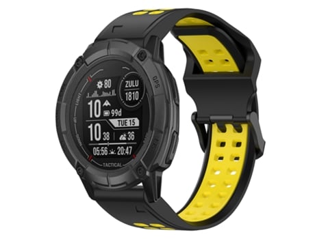 Correa Smartwatch para Garmin Instinct 2X Solar 26mm Silicona con Hebilla Inversa Bicolor (Negro + Amarillo)