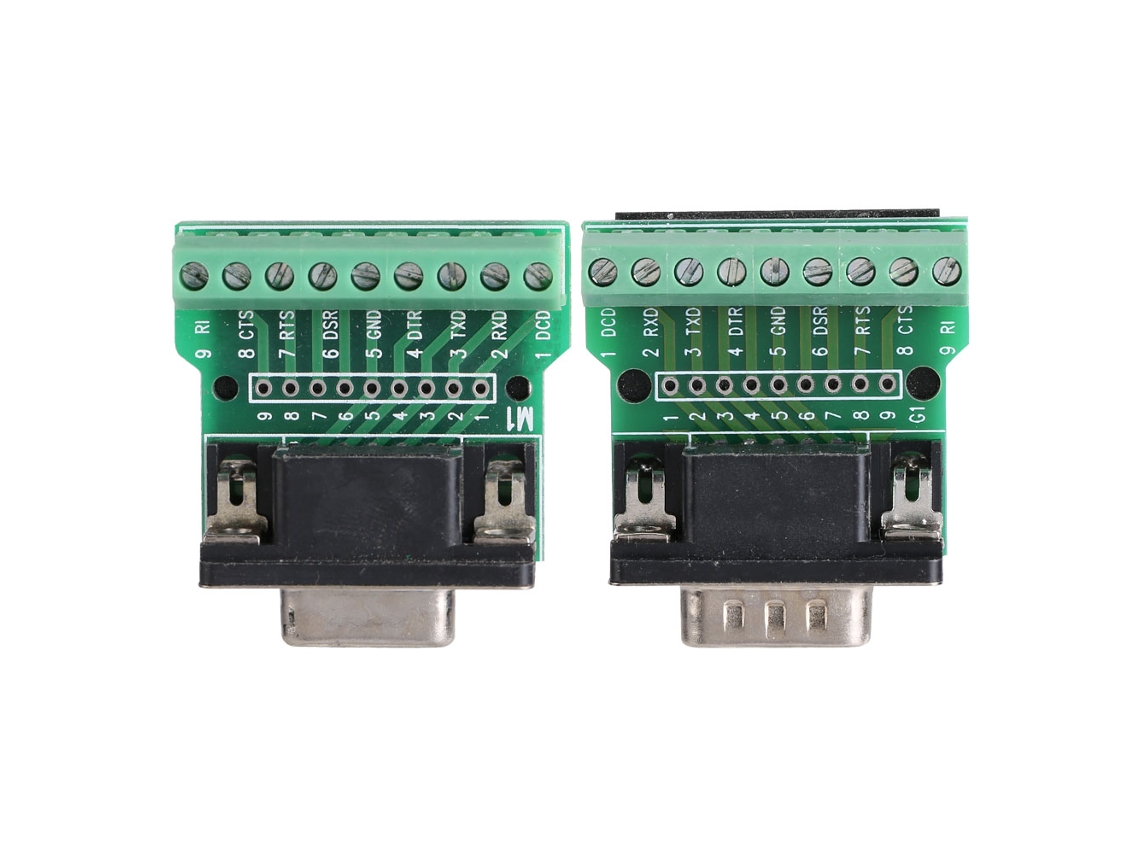 2pcs Adaptador Terminal Db9 9pin Hembra Macho Placa De Desconexión Rs232 Serie 18-24awg (1 Macho + 1 Hembra)