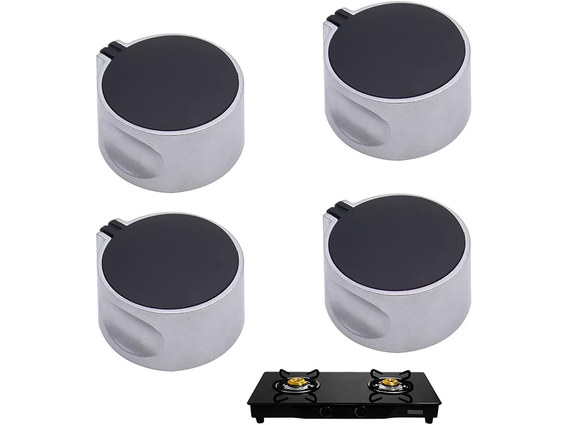 MEOIRUERY 4 Piezas de Perillas Redondas para Estufa 37 X 37 mm Perillas de Aleación de Zinc Negras de Repuesto Universales para Cocina de Gas
