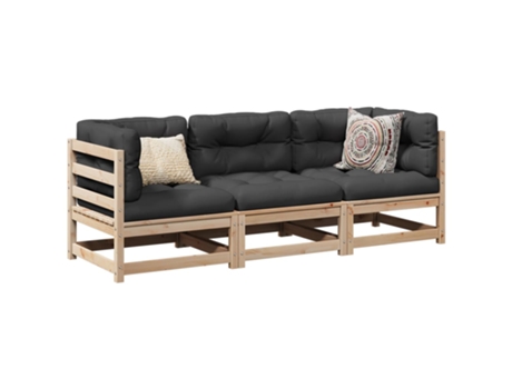 Conjunto 3 de sofás de jardín VIDAXL madera maciza de pino