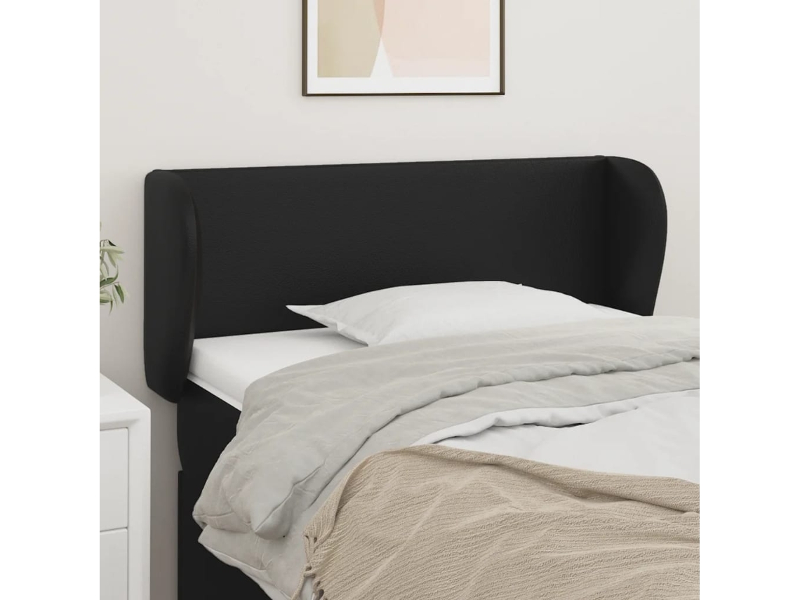 Cabecero De Cuero Sintético Negro 103x23x78/88 Cm