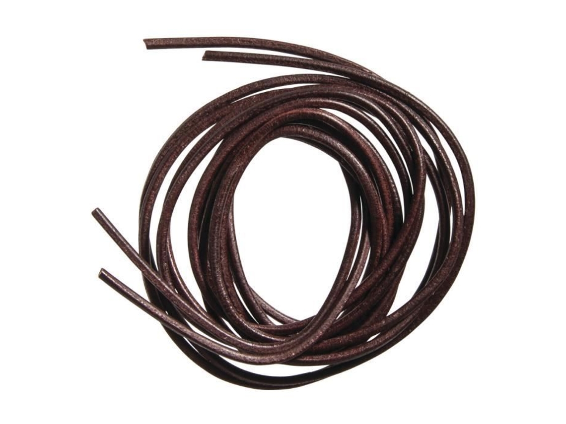 Tiras redondas de piel de vacuno, 2mm ø, marrón oscuro, 100 cm, 2 piezas