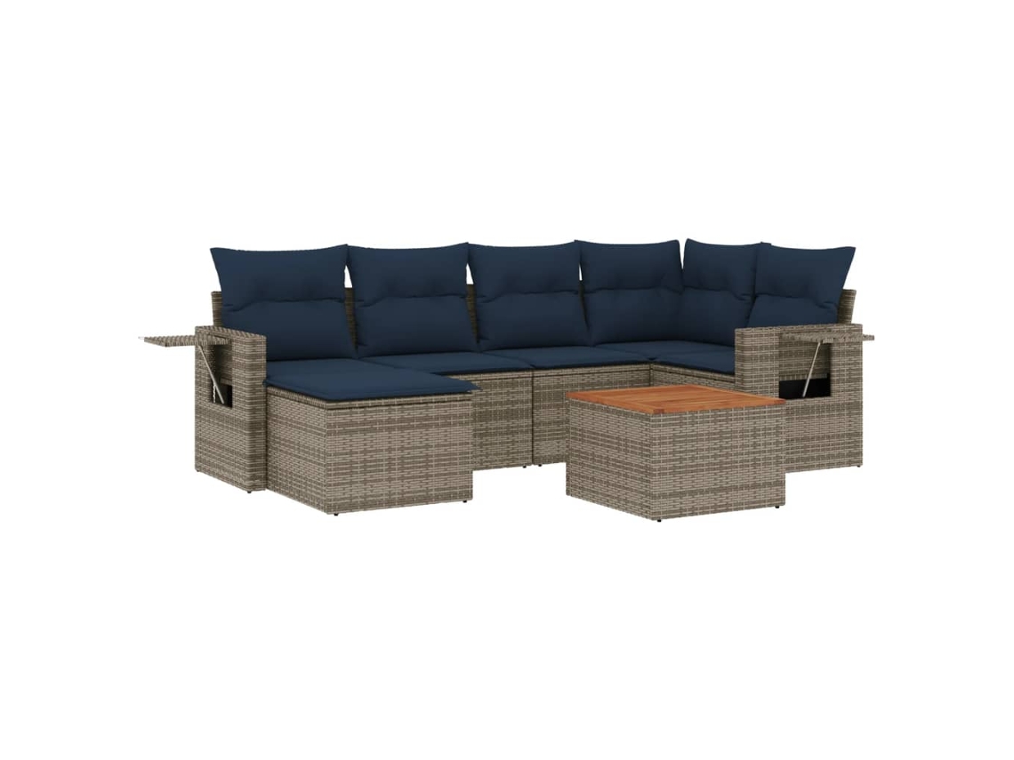 Maison Exclusive - Conjunto De Sofá De Jardín De 7 Piezas Con Cojines, Poliratán Gris