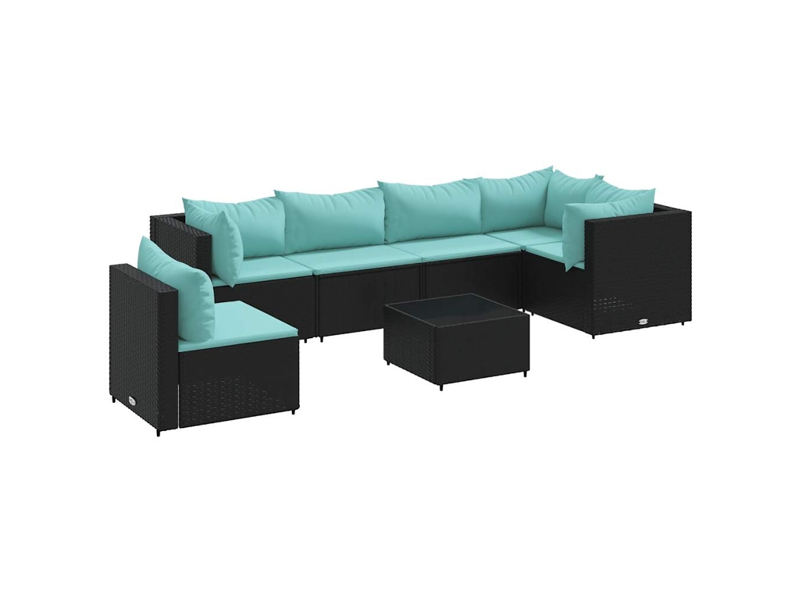 Maison Exclusive - Set De Muebles De Jardín Y Cojines 7 Pzas Ratán Sintético Negro