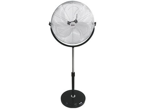 Ventilador de Pie EDM Industrial con Base Circular Cromo / Negro 120W 50 Cm Altura Regulavl 118-148 Cm