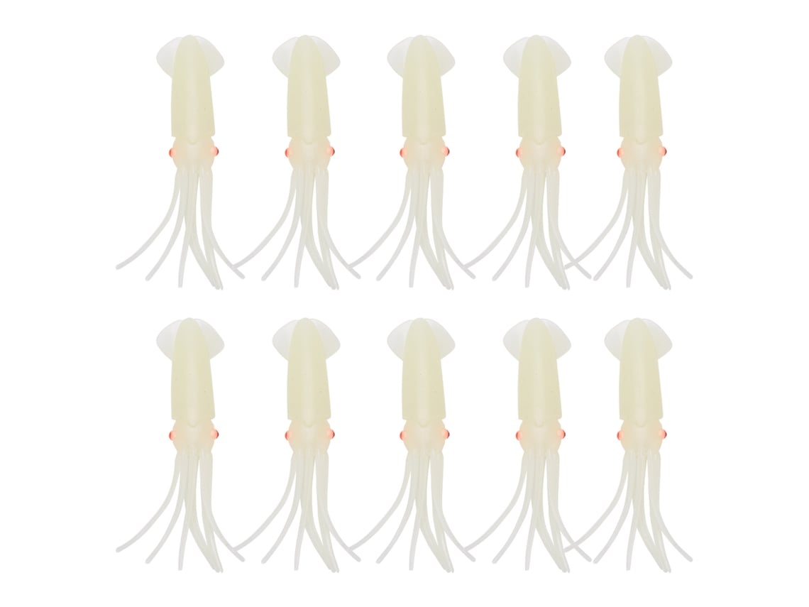 2026rebe-10 Peces Señuelos De Calamar Luminosos Duraderos De Silicona Suave 6cm Para Pesca De Pulpo Y Calamar