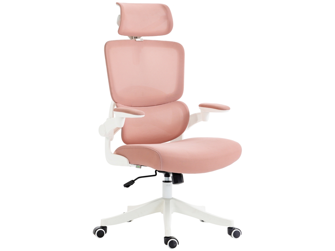 Cadeira De Escritório Mesh Reclinável Encosto Alto Rosa