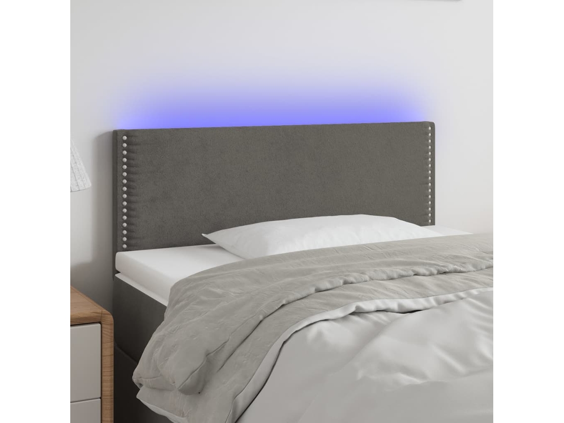 Cabecero Con Led De Terciopelo Gris Oscuro 100x5x78/88 Cm