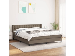 Cama Box Spring Con Colchón Tela Gris Taupe 160x200 Cm