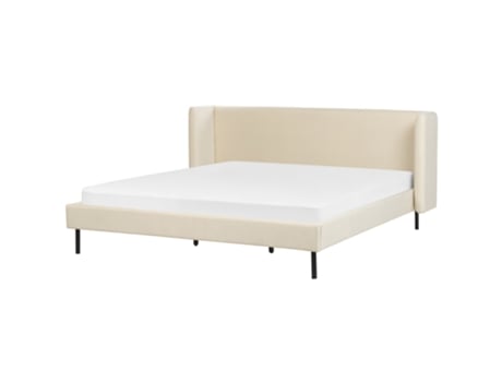 BELIANI Cama de matrimonio Arette Terciopelo Crema 204x206x95