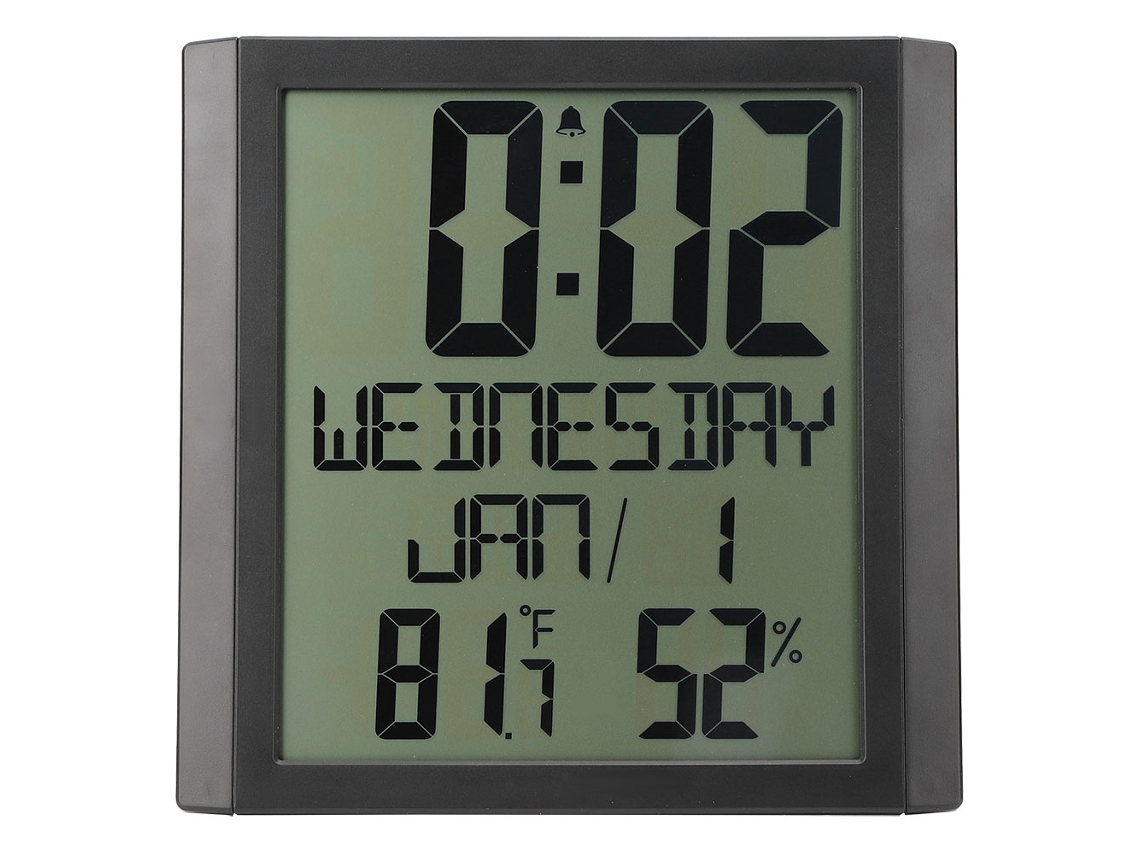 Reloj De Pared Electrónico Multifuncional Con Medidor De Temperatura Y Humedad, Y Gran Pantalla Digital.