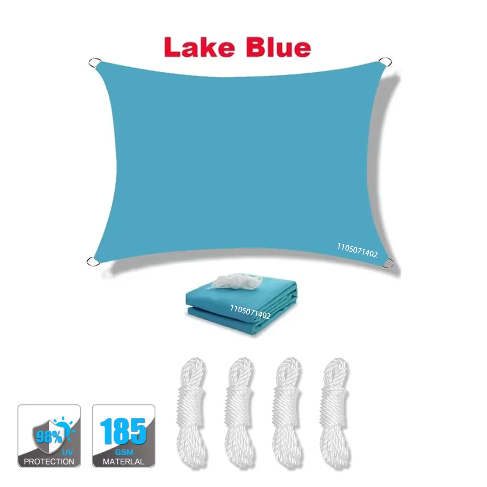 (azul Lago, 200x500cm) Toldo Impermeable, Resistente A Los Rayos Uv, Apto Para Patios, Jardines, Terrazas, Etc., Con Anilla En D.