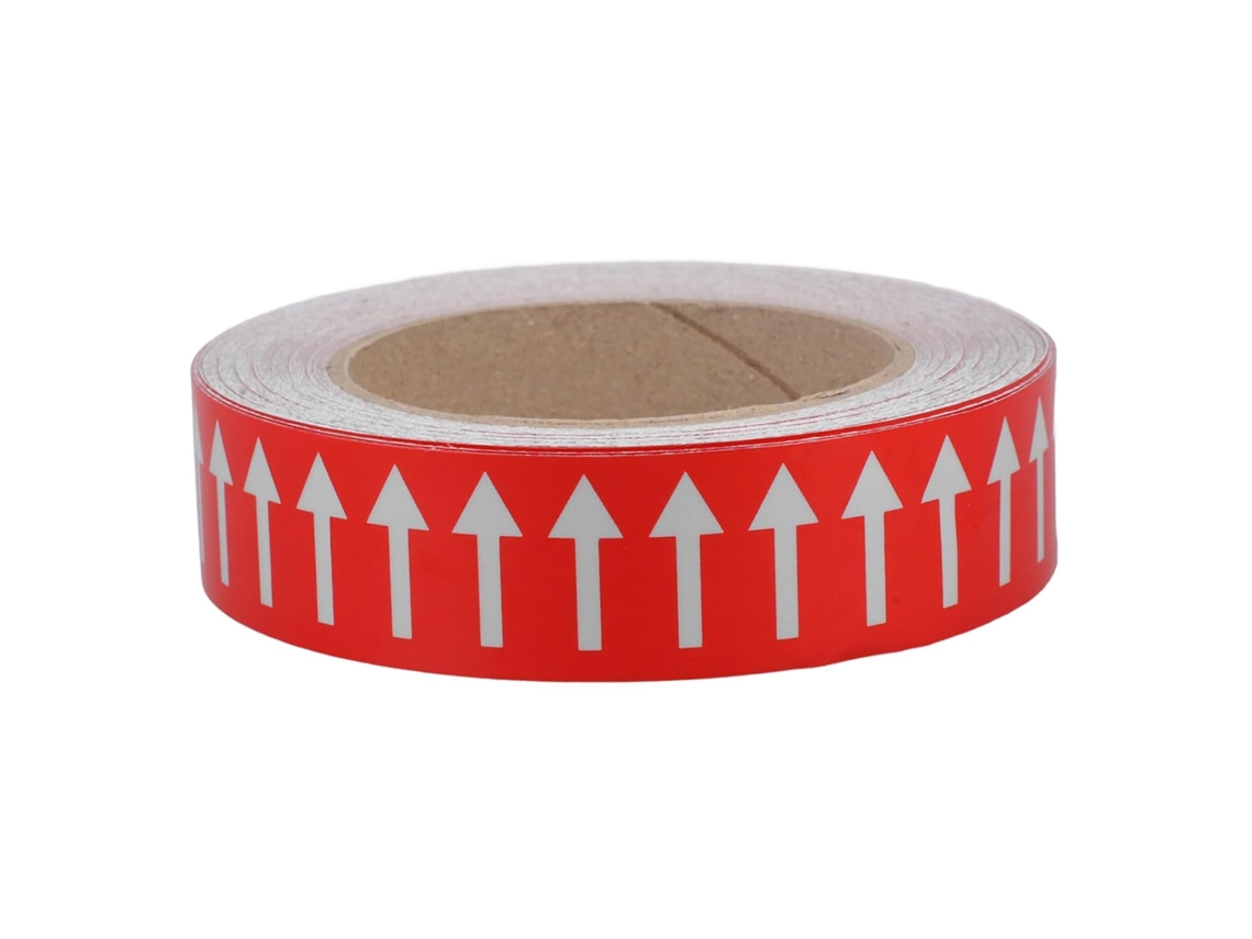 Adhesivo Reflectante Rojo Y Blanco Resistente Al Agua Con Forma De Flecha Direccional Para Señalización.