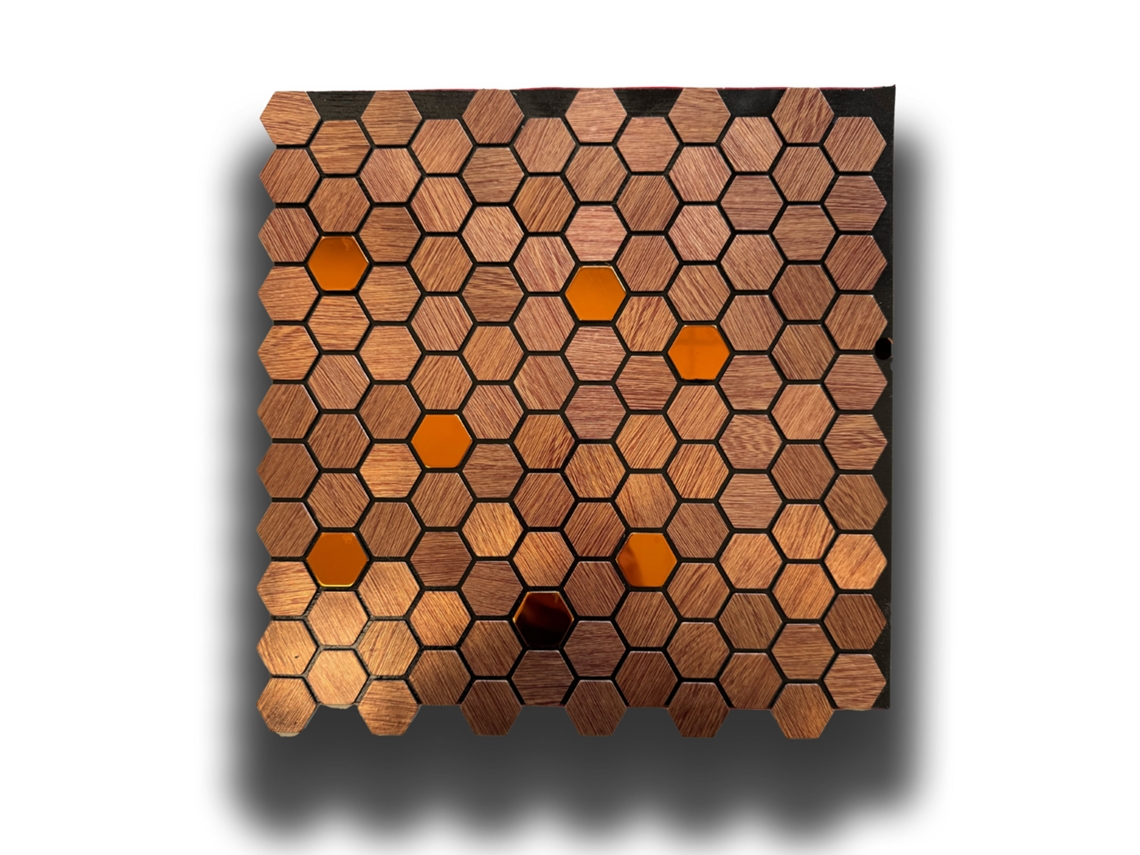 Principal! Azulejo Autoadesivo Em Alumínio Serigrafado Real Com Inserções De Aço 30x30cm (espessura 3mm) Cor Bronze