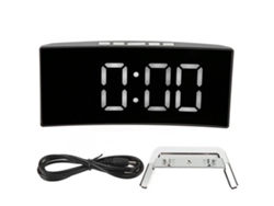 Reloj Despertador Digital Espejo Con Pantalla Curva Y Luz Led, Temperatura, Para Dormitorio Estudiantes (blanco)
