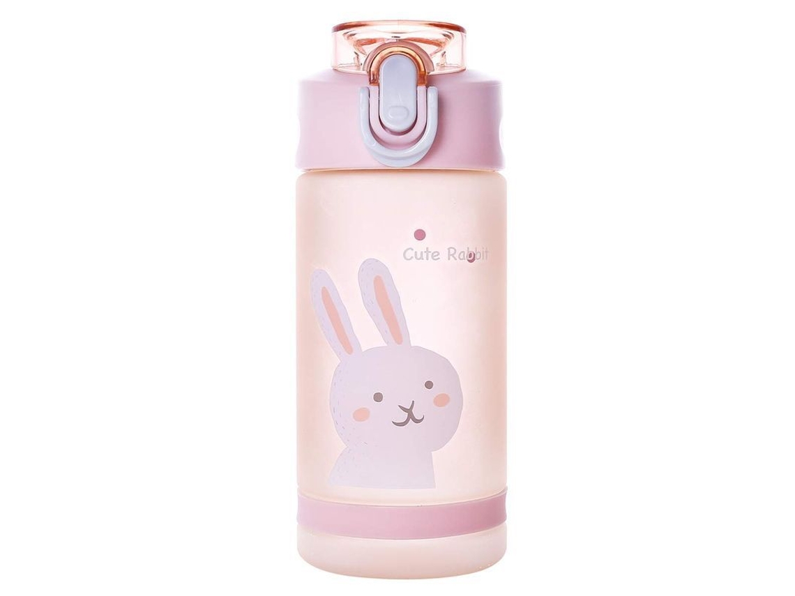 Botella De Agua Con Pajita, Termo De Plástico Para Hidratación (550 Ml, Rosa)