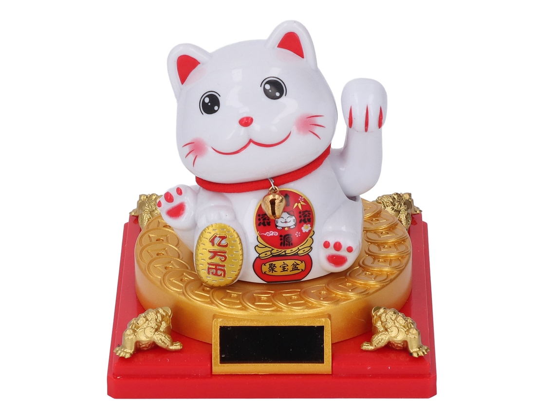 Figura Baok-figure Gato de la Suerte Solar con Brazo Móvil Lucky Gatito Energía Eficiente para Exhibición en el Automóvil