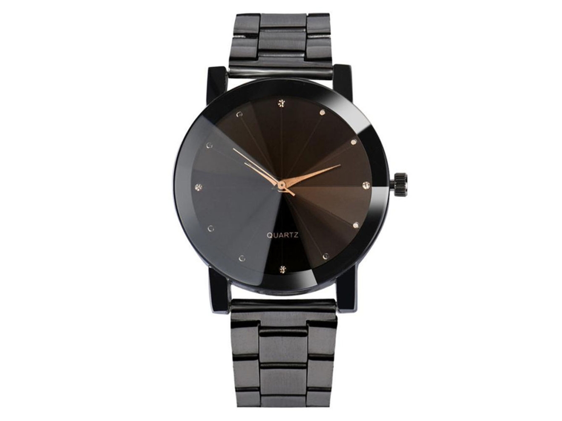 Reloj De Cuarzo Con Correa De Acero Casual Simples Con Piedras Strass Zhoulianfa (negro)