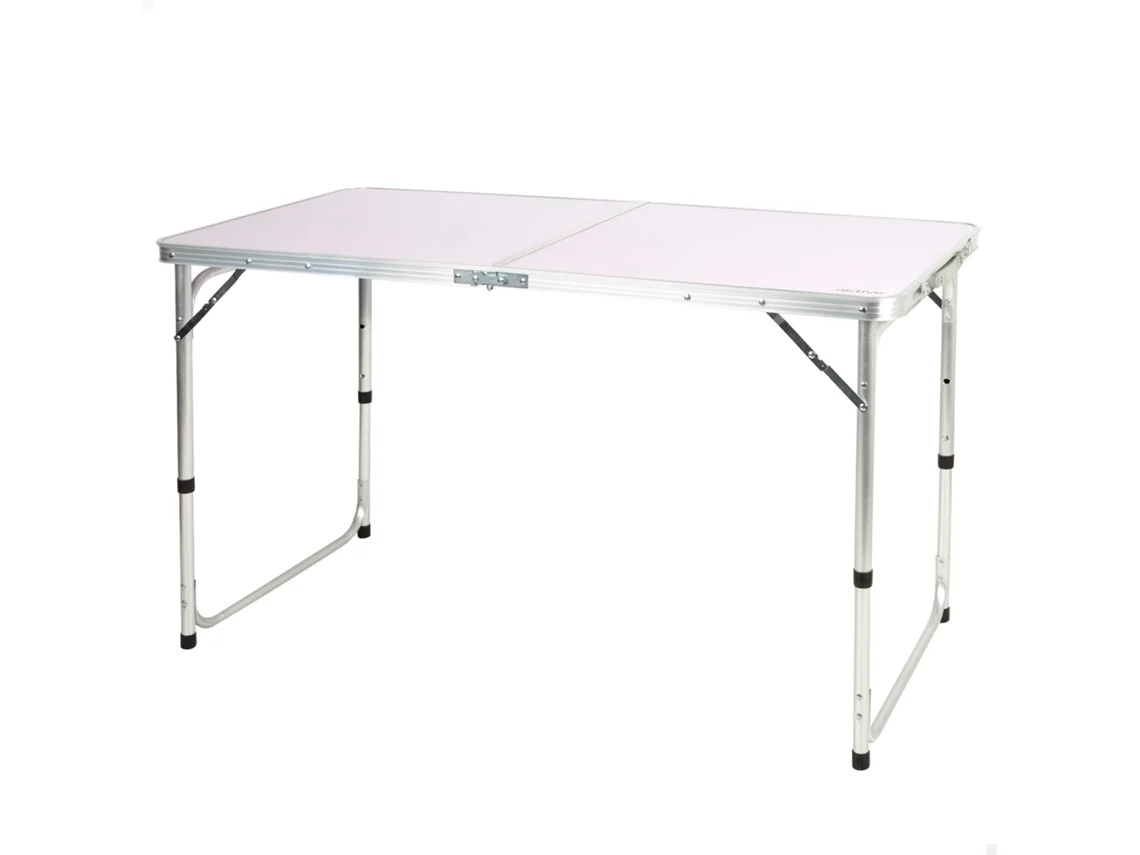 AKTIVE Mesa plegable camping ajustable en altura y antideslizante gris