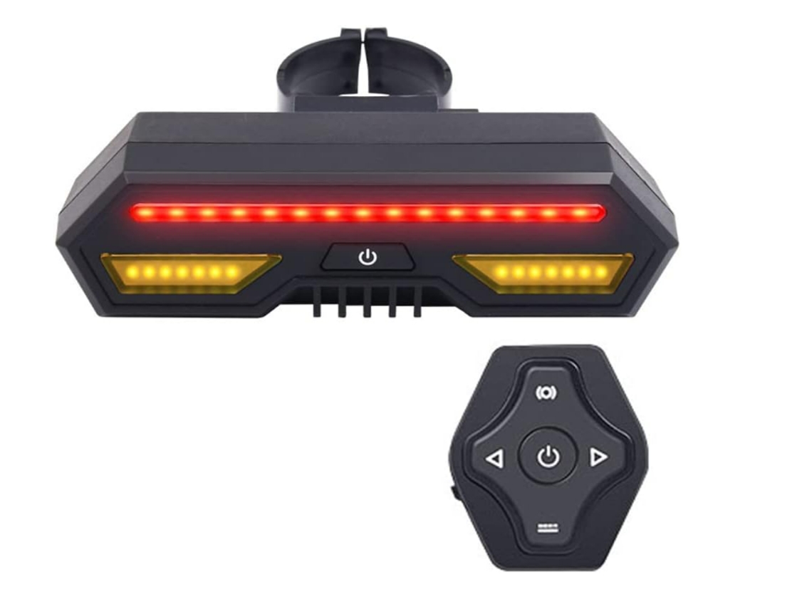 Luz trasera de bicicleta con control remoto inalámbrico, luz trasera de bicicleta impermeable ultrabrillante recargable por USB para advertencia de seguridad en bicicleta (negro) CHRONUS