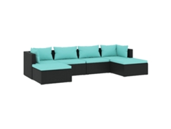 Maison Exclusive - Set De Muebles De Jardín 6 Pzas Y Cojines Ratán Sintético Negro