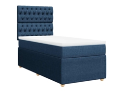 Maison Exclusive - Cama Box Spring Con Colchón Tela Azul 90x200 Cm