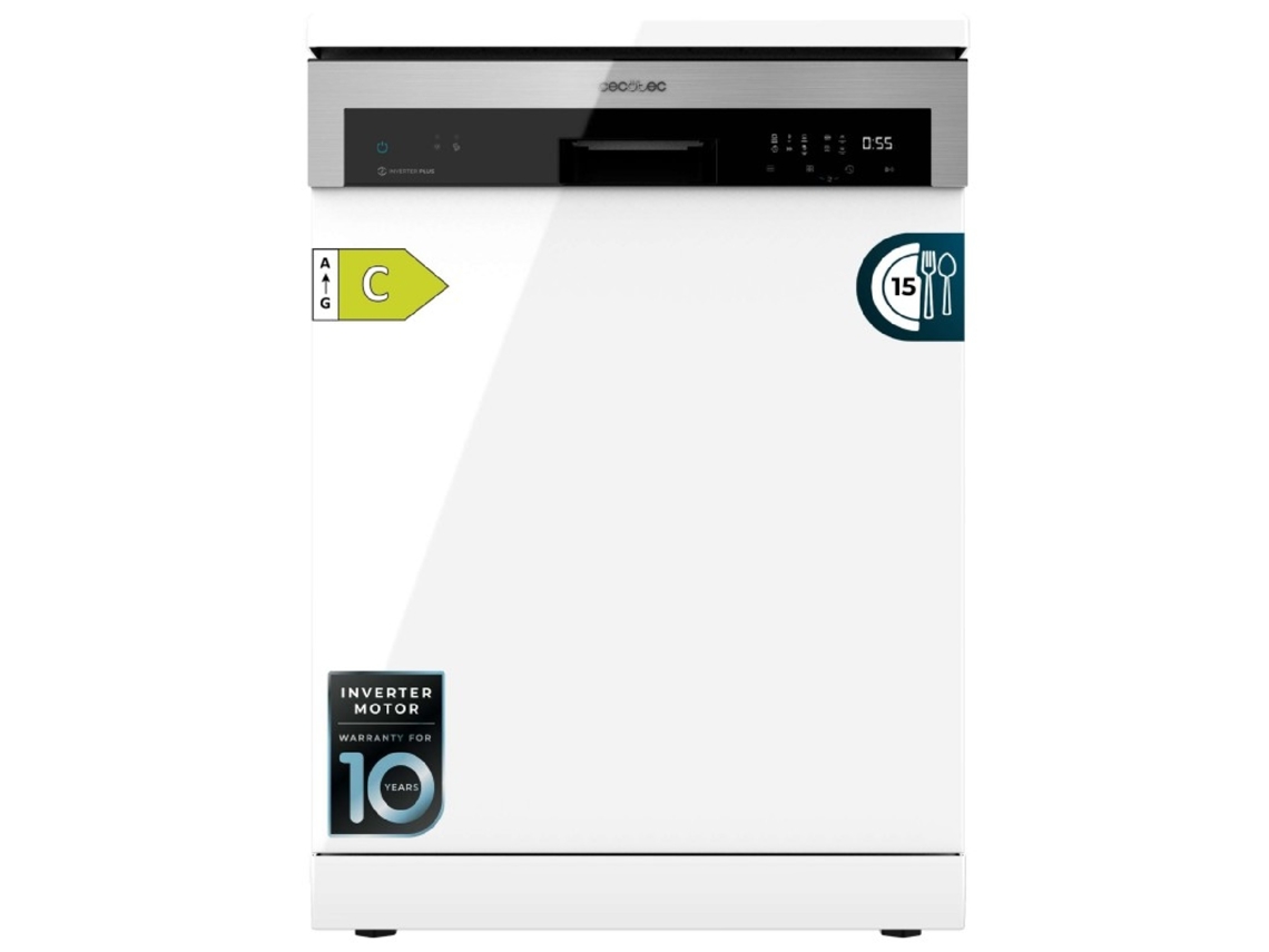 Cecotec Lavavajillas 60cm Independiente Bolero Aguazero 6500 C. 15 Cubiertos, 3ª Bandeja, 6 Programas Con Dual Zone Wash, Dry+