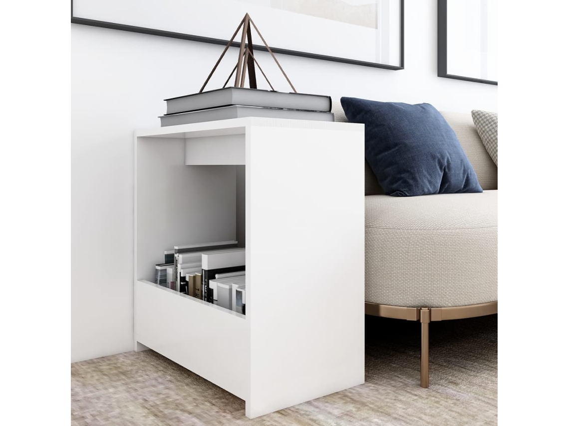 Mesa Auxiliar De Madera Contrachapada Blanco 50x26x50 Cm